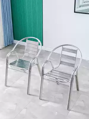 Modern simple stainless steel chair backrest chair Outdoor leisure seat single armchair Metal dining chair stool Household