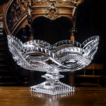 Czech imported BOHEMIA BOHEMIA crystal glass large fruit plate creative living room household with foot fruit plate