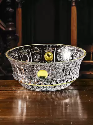Italy imported Gauss crystal glass fruit plate 22K gold gold Court fruit bowl European simple candy fruit bucket