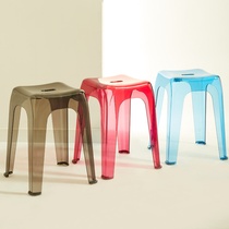 Transparent plastic stool living room simple modern dining table high bench economical Nordic round stool adult household chair