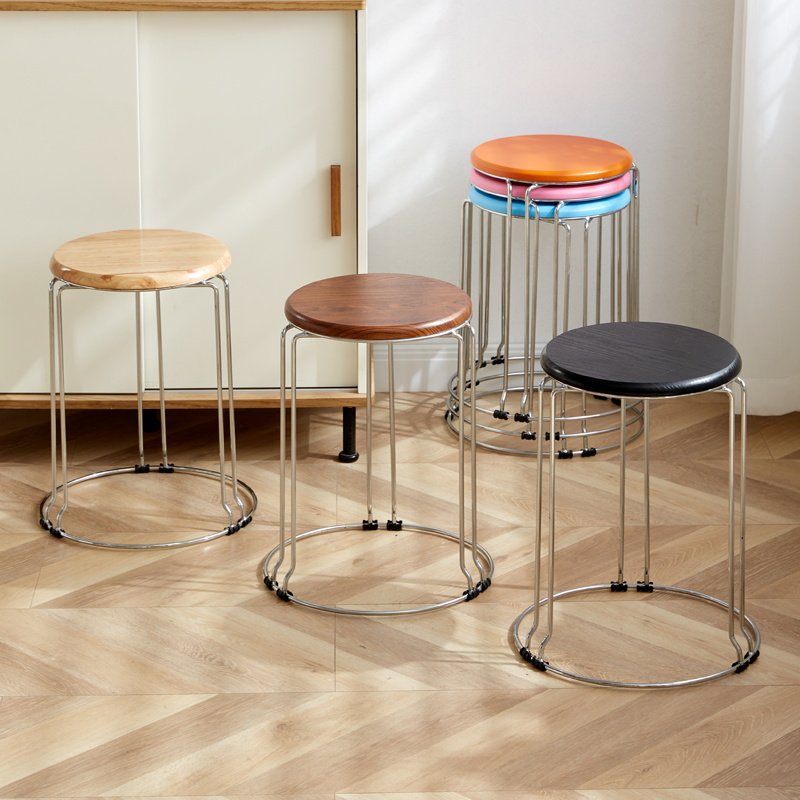 Solid steel round stool living room high stool chair household round stool adult thick wrought iron carpet stool plastic stool