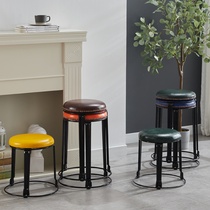 Steel stool home adult thickened living room dining stool creative sponge soft seat round stool folding chair folding stool high stool