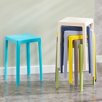 Nordic plastic stool simple storage stool home living room high stool folding stool round stool adult thick square stool