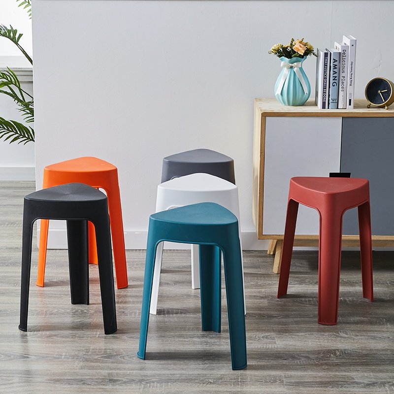 Nordic plastic stool home simple high bench dining table stackable stacked thick square stool high stool plastic chair