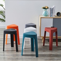 The Nordic plastic stool household simple high bench table be overlaid stack on top of thick square stool stool plastic chair