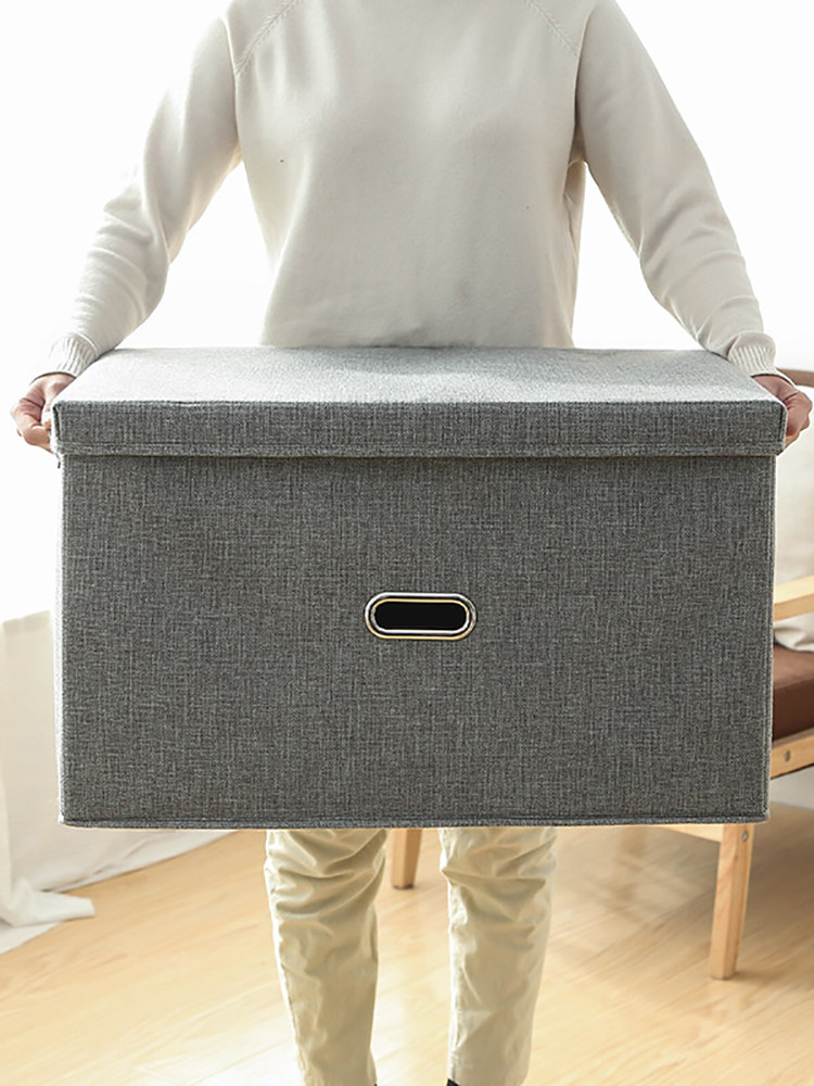 Cotton linen fabric dormitory simple storage box Folding wardrobe finishing box Clothes household storage storage box Oversized