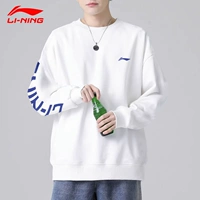 Li Ning, осенняя трикотажная толстовка с круглым воротником, трендовый комплект, для влюбленных, в американском стиле, большой размер