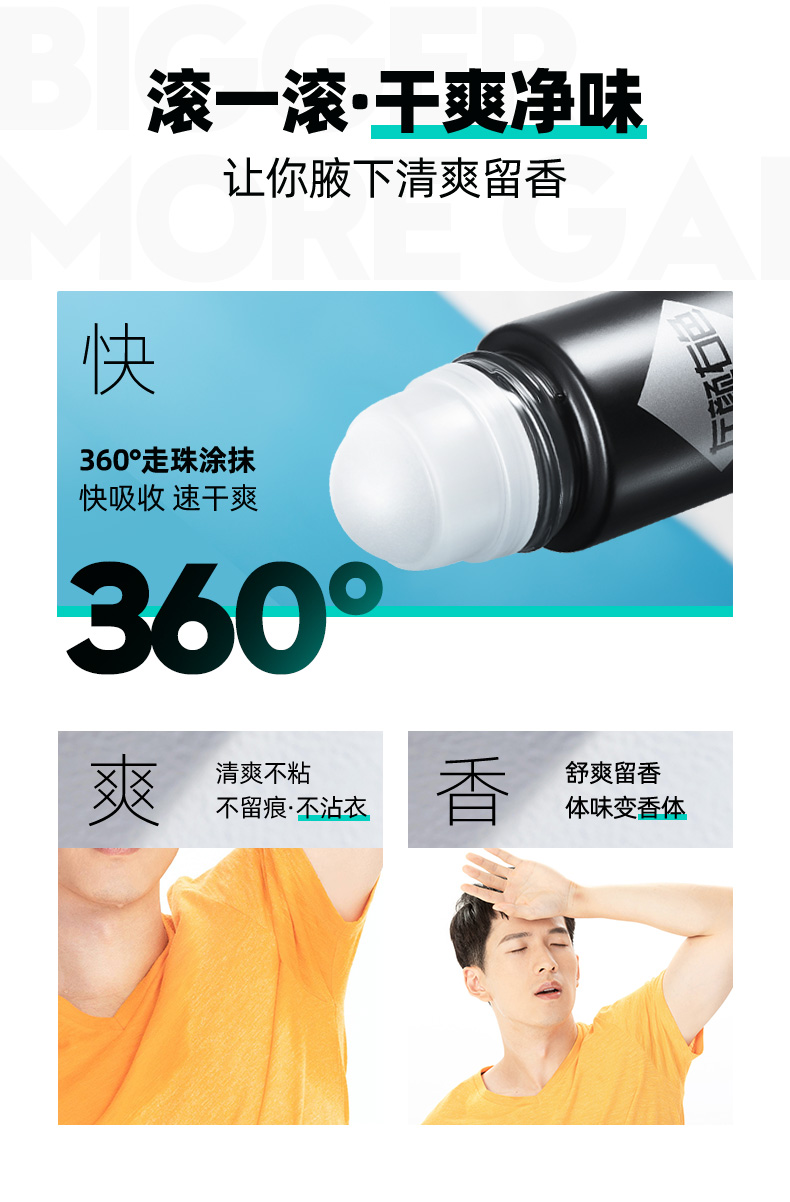 【中國直郵】 左顏右色 止汗露 走珠夏季腋下除臭去異味滾珠男士專用持久留香體膏 50ml
