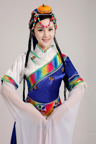 Chinese folk dance dress for women Tibetan dance costumes for men and women adults Tibetan water sleeve performance costumes for Mongolian nationality