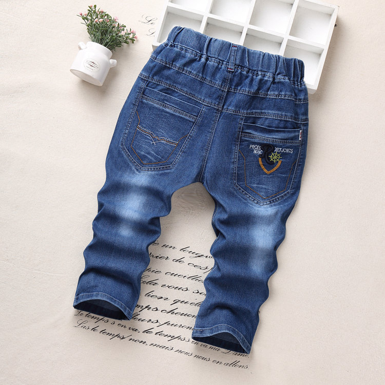 Mùa hè váy boy denim quần bảy điểm quần năm điểm mùa hè mỏng quần short bé trai trung học cơ sở học của trẻ em.