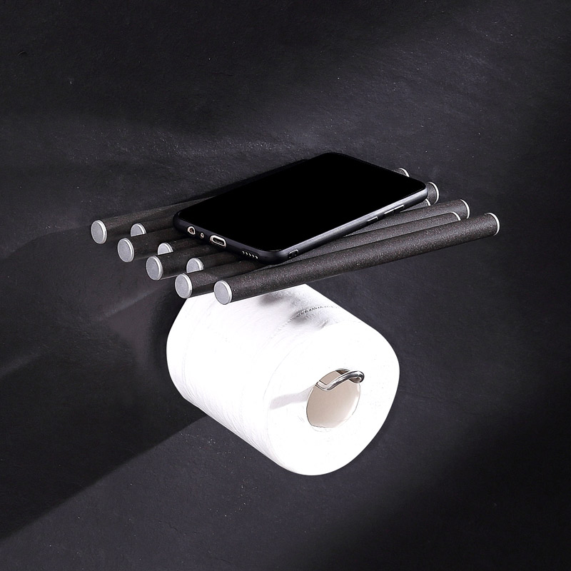 Creative paper towel holder bathroom roll toilet paper toilet paper box black paper towel holder toilet paper holder mobile phone holder pastoral handmade wood