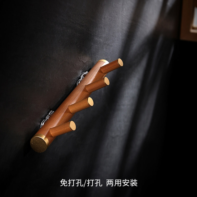 Wooden cloakclothes hanger hanger hanging clothes hooked wood wall-mounted fashion bathroom Kitchen Wood Hook Chinese Bath supplies