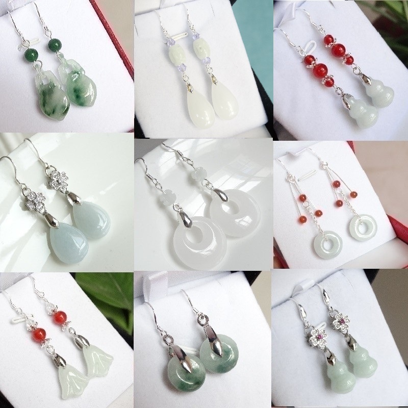 New product experience price horse rise in price natural jadeite fortune-seeking career jade earrings sterling silver jade earrings jade earrings