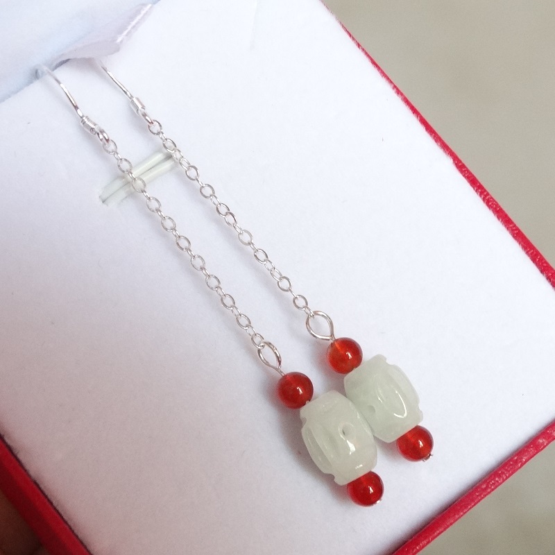 Fairy Rhyme Natural Emerald A Cargo Strokes of Eight Foundry Wealth Road Roadways Money Jade Pendant 925 Pure Silver No Allergy Earrings