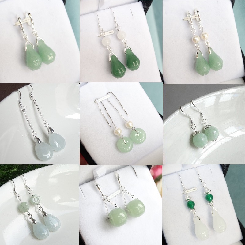 The Year of the Tiger welcomes good luck, noble temperament, jadeite, sterling silver, jade earrings, lucky white jade earrings, and Tian jade earrings, jade earrings