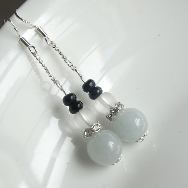 Original New Natural Burmese Jadeite A Cargo Eight Fanglai Caiyu Earrings 925 Sterling Silver Hook Jade Earrings Versatile Ear Wires