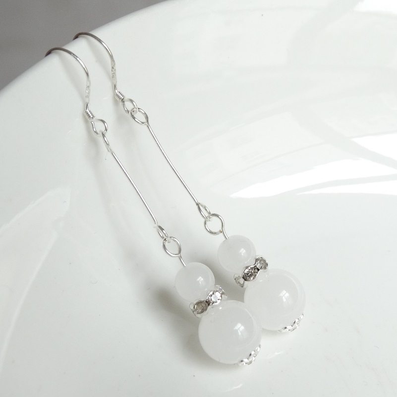 Natural Xinjiang White Jade Strokes 100 Caixgourd jade pendant white jade earrings transport jade pendant 925 silver hook
