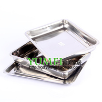 40*30cm stainless steel large tray thickened square plate Food plate barbecue plate fish plate Large capacity vegetable basin base plate