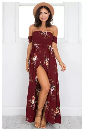 Платье, пляжная длинная юбка, Aliexpress, европейский стиль, в цветочек
