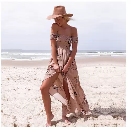 Платье, пляжная длинная юбка, Aliexpress, европейский стиль, в цветочек