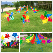 Windmill Kindergarten Outdoor Decoration Pendant Accessories Four Leaves Five Leaves Plastic Windmill String Colorful Children Toy Windmills