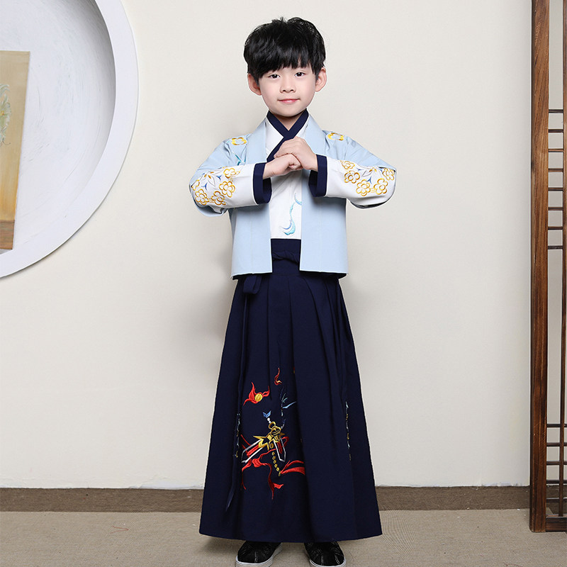 Spring and Autumn Hanfu Boys Chinese Style Children's Ancient Costume Men's Three-piece Super Immortal Ancient Style Young Master Costume Performance Costume