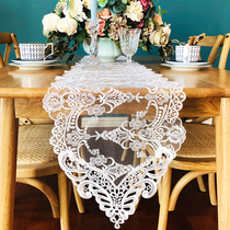  European-style luxury lace embroidered dining table flag French simple coffee table flag Nordic TV cabinet long decorative cover towel cloth