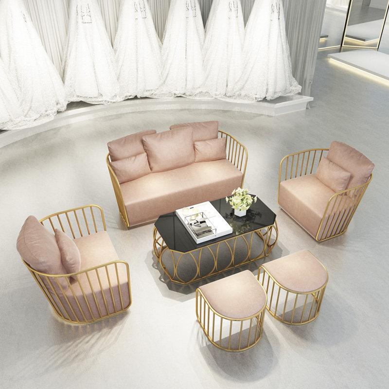 Nordic Metal Sofa Composition Small Family Home Type Furniture minimalist Sofa Chair Double Clothing Shop Ins Nets Red Chair