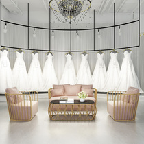 Nordic metal sofa combination small apartment furniture simple fabric sofa chair double clothing store ins Net red chair