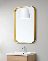 Nordic metal wrought square wall mirror brass gold bathroom mirror dressing mirror living room entrance wall decorative mirror