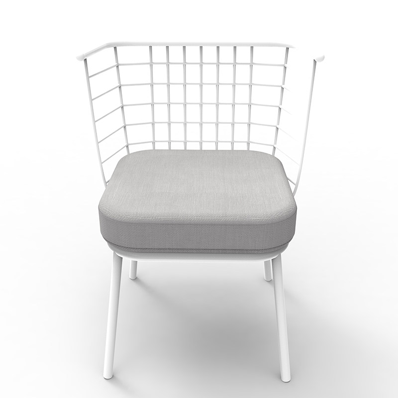 Nordic Modern Café Chair Pole Jane Balcony Metal Casual Leaning Back Chair Outdoor with soft seat grid Chair dining chair-Taobao