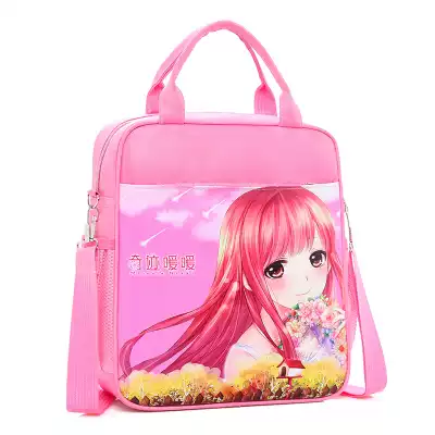 Waterproof canvas primary school student make-up bag male and female children's art tutoring bag cartoon portable hand-carried oblique cross school bag