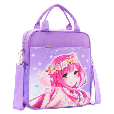 Primary school students Junior high school students tutoring bag crossbody portable anime cartoon school bag Waterproof wear-resistant art bag Children's book bag