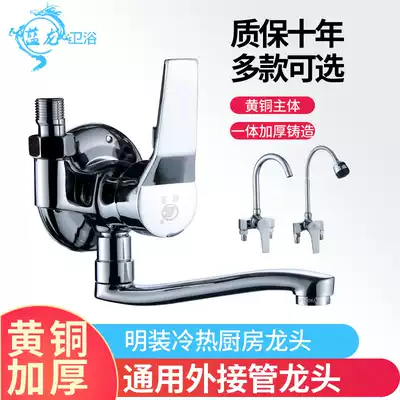 Copper Ming mixed water valve faucet hot and cold kitchen wash basin rotatable water valve vegetable basin laundry balcony faucet