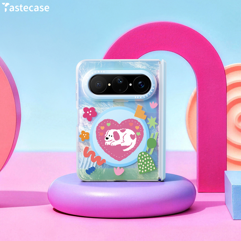 Tastecase Symphony Heart Puppy Magnetic Phone Case for Huawei Pura X Max Collector's Edition Wide Folding Screen with Center Axis Protective Case New Original Laser Cute Dog Anti-Fall Cover