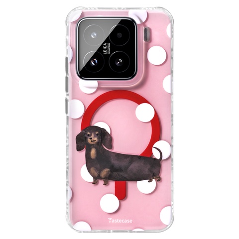Tastecase Pink Polkadots Dachshund Dog Clear for 15 Phone Case