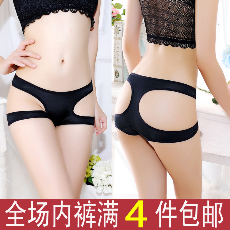 Hot sexy tight underwear thong women's ice silk style low waist pure cotton crotch thin breathable sexy briefs head