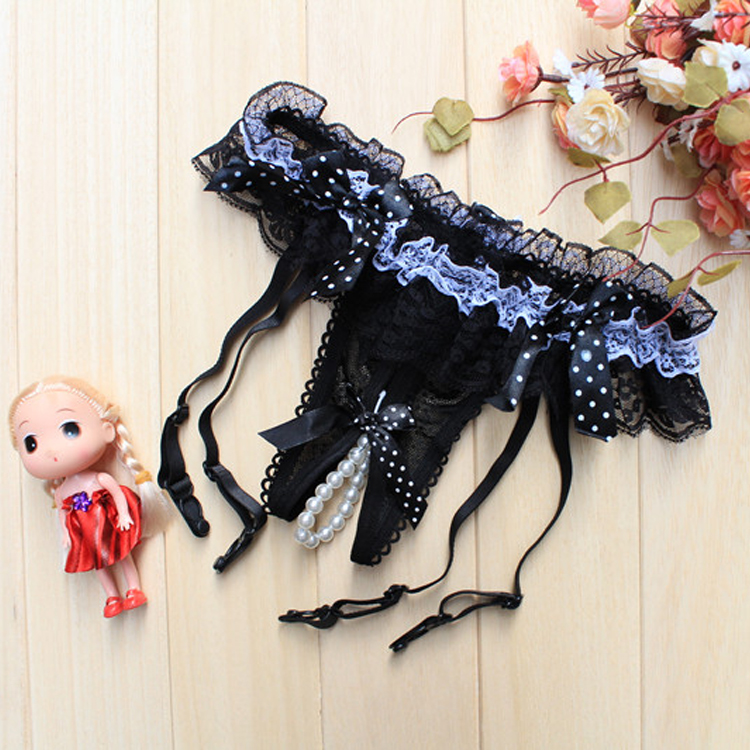 Quan hệ tình dục với hạt đồ lót của phụ nữ mở sexy ren garter bộ trong suốt dài vớ garter