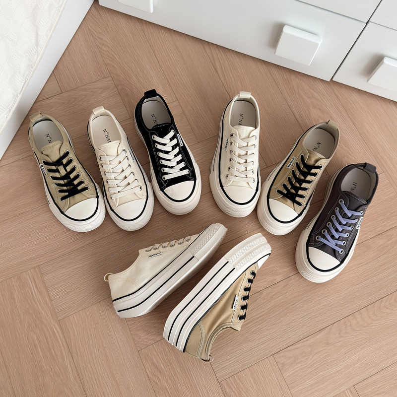 4/ 5.5cm Sheepskin Version ~ Thick-Soled Canvas Shoes Starting from Size 32, Height-Increasing Casual Sneakers, Versatile and Comfortable Women's Shoes with Soft Soles