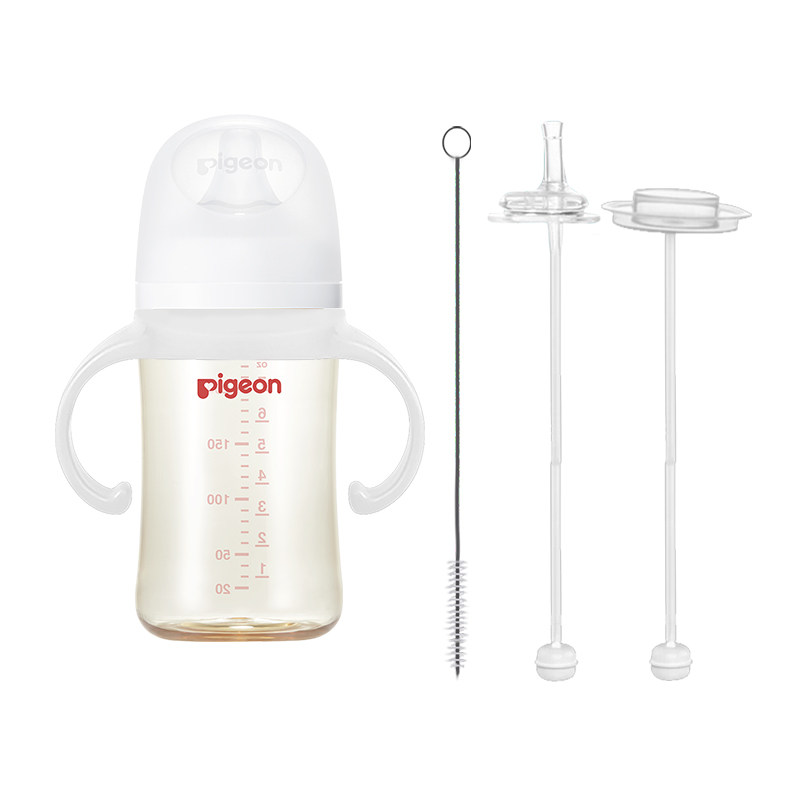 Bpro-bottle psu baby drinking bottle straw plastic 240ml resistant to fall baby wide mouth pacifier handle milk pot-Taobao