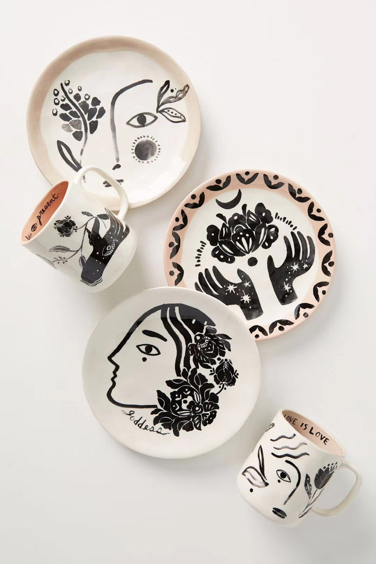 Lovelly exit single large hand painted face decorated disc dinner plate hanging tray