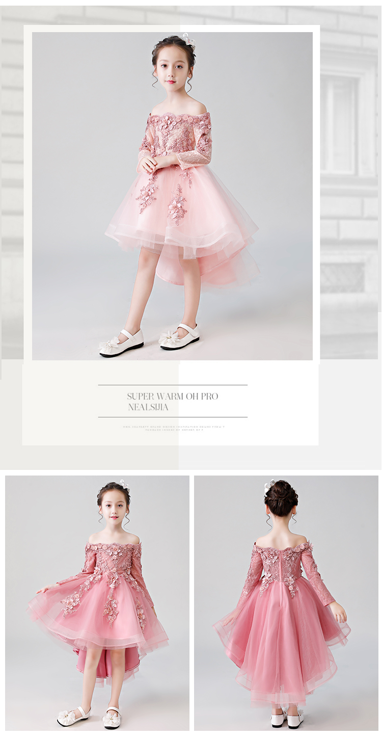 Váy bé gái công chúa váy fluffy sợi mùa thu và mùa đông hoa cô gái dài tay đầm dạ hội váy đầm cho be gái 14 tuổi