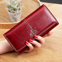 Ladys long wallet card bag 2021 new fashion high-end retro soft leather clip small crowdsourced design integrated hand grab bag