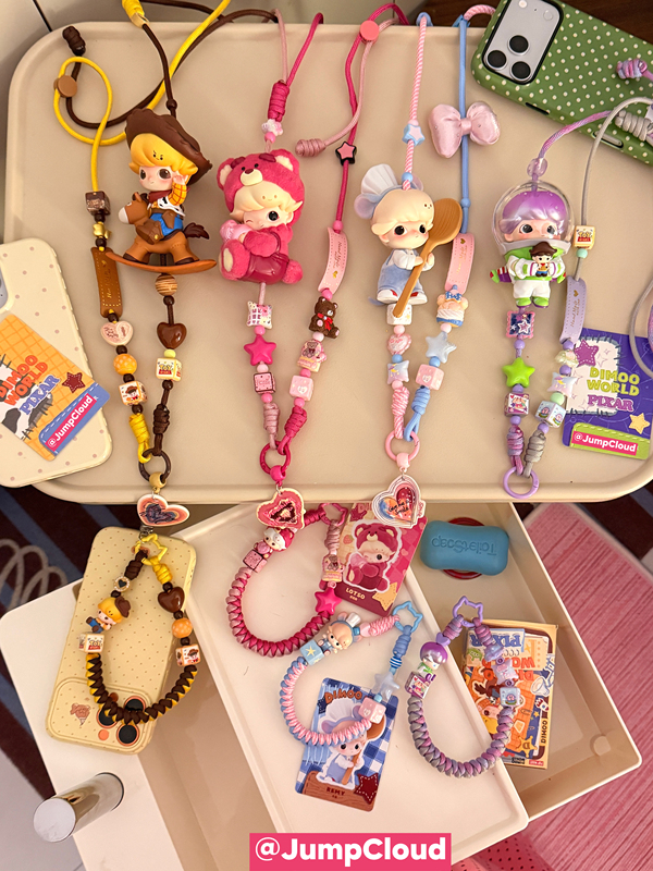 Dimoo Pixar Co-Branded Series Crossbody Long Rope Hand-Woven Rope Phone Chain Cute Phone Pendant