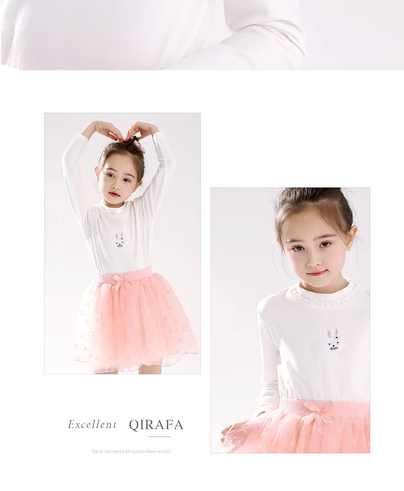 Áo thun bé gái cộng với nhung trẻ em cotton nửa cao cổ áo dài tay 2018 mới thu đông và quần áo trẻ em áo thun gas nước ngoài thời trang cho bé