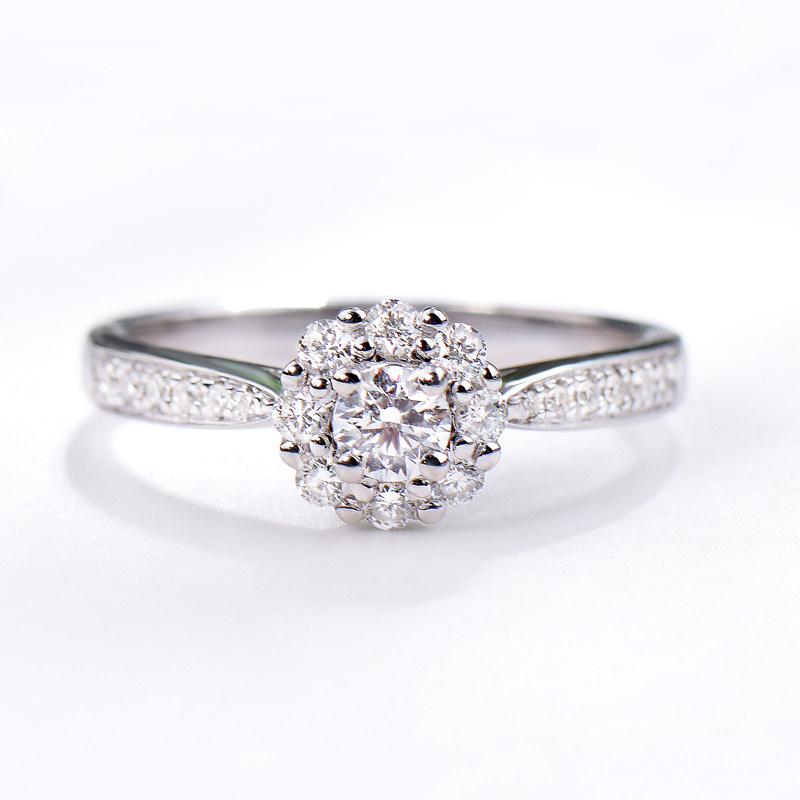 Nova Caibao 18k Platinum 20 Diamond Ring Female Minimalist Diamond Ring Inlay Custom