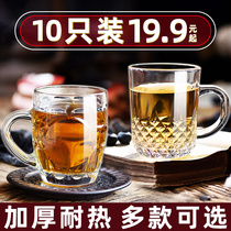 Glass with handle Household water cup handle Beer cup thickened heat-resistant handle Drinking water hospitality Teacup Cup set