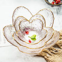 Creative household glass fruit salad bowl ins wind good-looking bowl Phnom Penh hammer pattern dessert bowl Stroke vegetable bowl