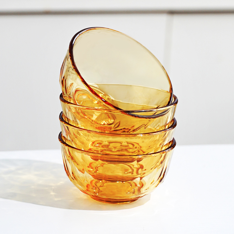 Amber Glass Bowl, Microwave-Safe, High-Temperature Resistant, Household Noodle Bowl, Salad Bowl, Rice Bowl, Soup Bowl, Tableware Set