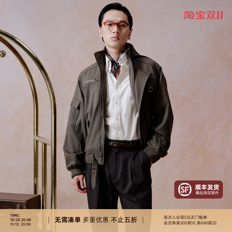 【Multi-Pocket Slim Fit Jacket】Pyfz26 Winter New Vintage Brass Storm Collar Adjustable Cargo Jacket for Men